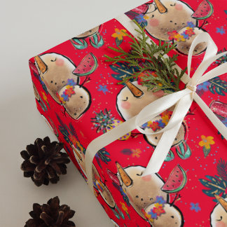Hoja De Papel De Regalo Navidades de vacaciones tropicales envolviendo hoj