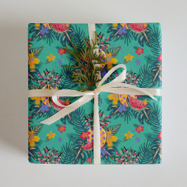 Hoja De Papel De Regalo Navidades de vacaciones tropicales envolviendo hoj