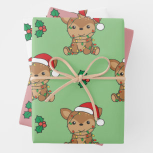 Hoja De Papel De Regalo Navidades de venado Animales de invierno feriados