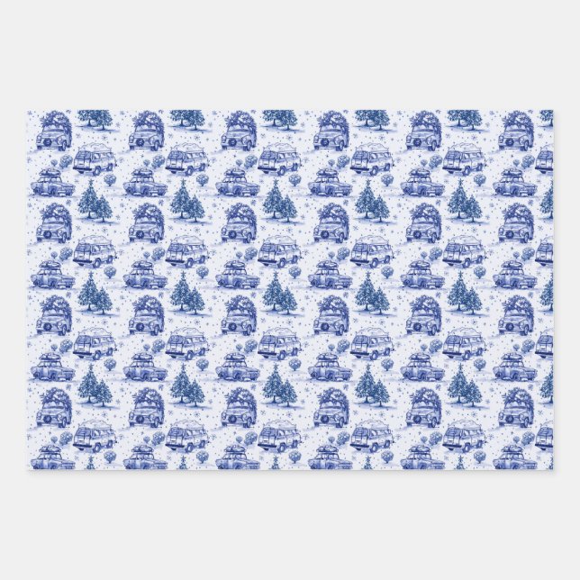 Hoja De Papel De Regalo Navidades de viaje por carretera de vacaciones env (Anverso)