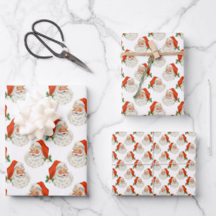 Hoja De Papel De Regalo Navidades de Vintage Jolly Santa Claus Navidad