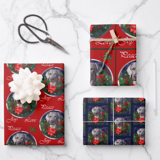 Hoja De Papel De Regalo Navidades de Weimaraner (Anverso)