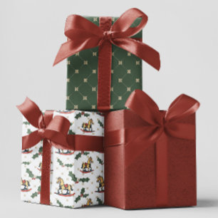 Hoja De Papel De Regalo Navidades de White Vintage Rocse Horse Holly