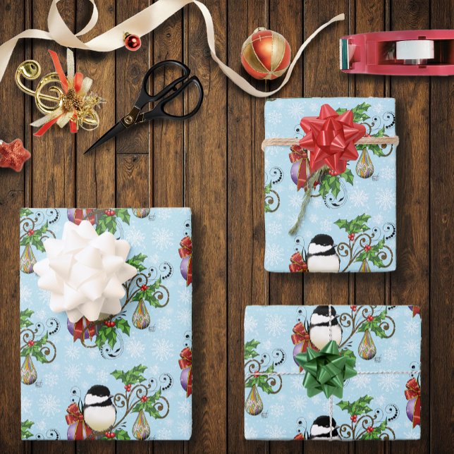 Hoja De Papel De Regalo Navidades de Winter Chickadee (Subido por el creador)