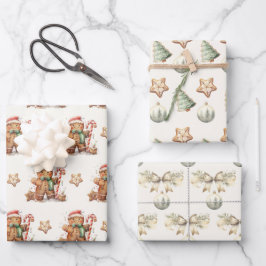 Hoja De Papel De Regalo Navidades de Winter Green Gingerbread