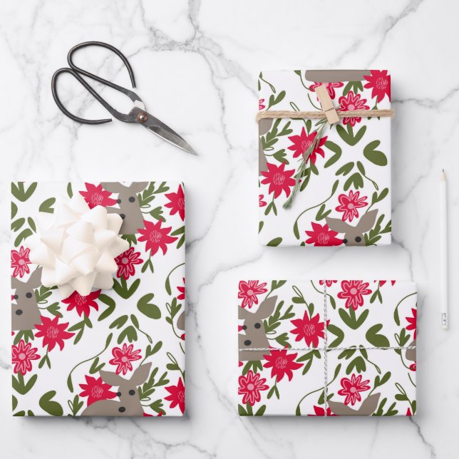 Hoja De Papel De Regalo Navidades Deer In Woods (Anverso)