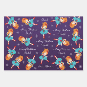 Hoja De Papel De Regalo Navidades del cabello rojo Ballerina
