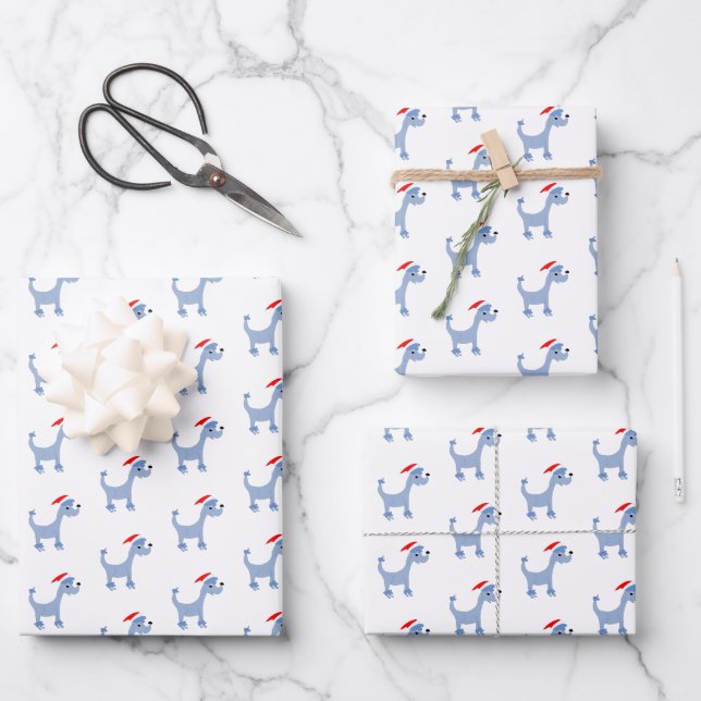 Hoja De Papel De Regalo Navidades del caniche azul personalizado Posh Paws (Anverso)