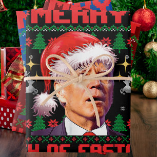 Hoja De Papel De Regalo Navidades Del Funny Joe Biden, De Feliz 4 De Pascu