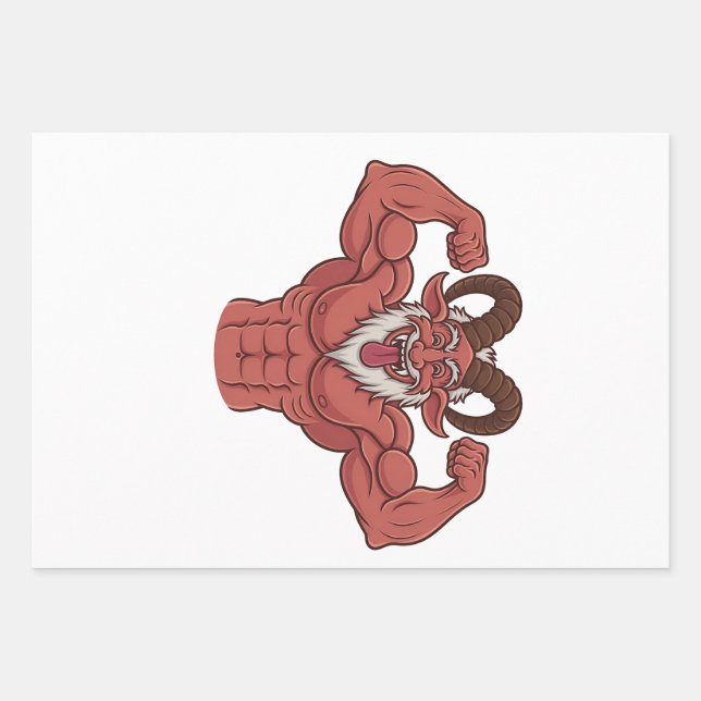 Hoja De Papel De Regalo Navidades del mal Krampus Músculos Flexantes Fitne (Anverso)
