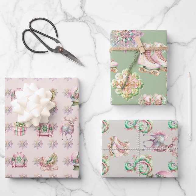 Hoja De Papel De Regalo Navidades del maravilloso invierno rosa festivo (Subido por el creador)