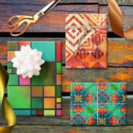 Hoja De Papel De Regalo Navidades del patrón artístico de abstracto festiv