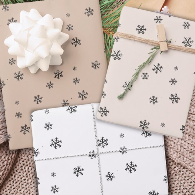 Hoja De Papel De Regalo Navidades del patrón de copo de nieve blanco beige (Subido por el creador)