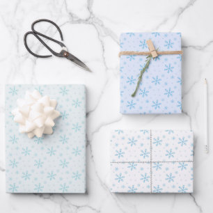 Hoja De Papel De Regalo Navidades del patrón de copos de nieve verde y azu
