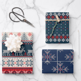 Hoja De Papel De Regalo Navidades del patrón de Knit Faux Personalizados