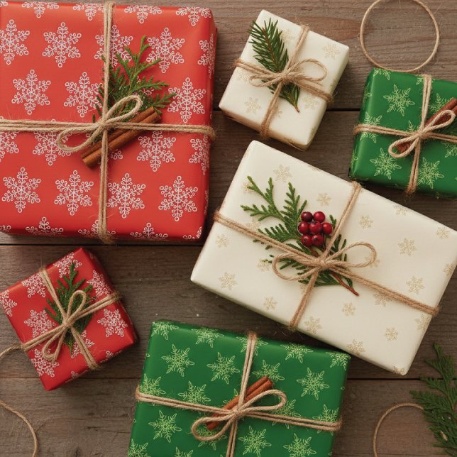 Hoja De Papel De Regalo Navidades del patrón de Snowflakes Homespun (Subido por el creador)