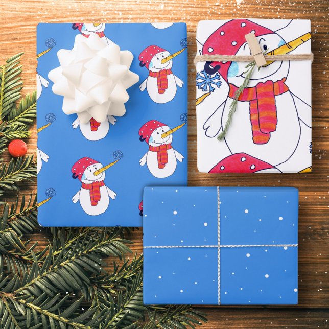 Hoja De Papel De Regalo Navidades del patrón de Snowman y Snowflake para n (Subido por el creador)