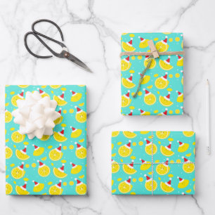 Hoja De Papel De Regalo Navidades del Patrón Lemons Santa Hats