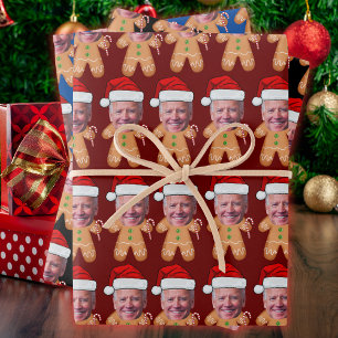 Hoja De Papel De Regalo Navidades del personalizado Face Photo Gingerbread