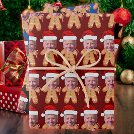 Hoja De Papel De Regalo Navidades del personalizado Face Photo Gingerbread