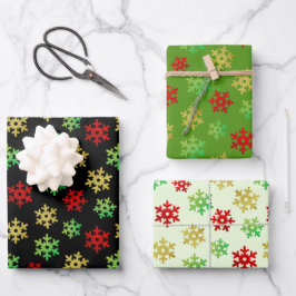 Hoja De Papel De Regalo Navidades del Purpurina Rojo Verde Oro con copas d