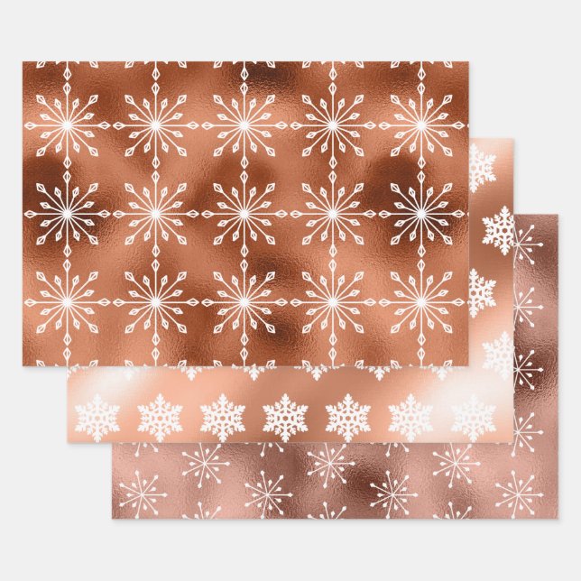 Hoja De Papel De Regalo Navidades del Relieve metalizado Snowflakes (Set)