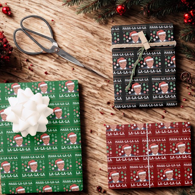 Hoja De Papel De Regalo Navidades divertidísimos de Trump Maga La La La Ug (Subido por el creador)