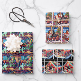 Hoja De Papel De Regalo Navidades divertidos de caballos de vacaciones