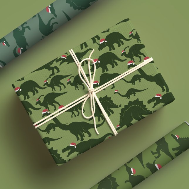 Hoja De Papel De Regalo Navidades divertidos y singulares celebran dinosau (Subido por el creador)