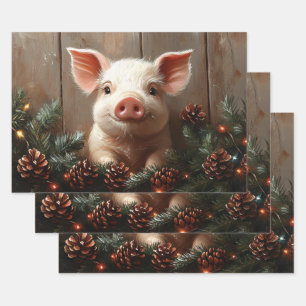 Hoja De Papel De Regalo Navidades educados deslizan pintura rústica