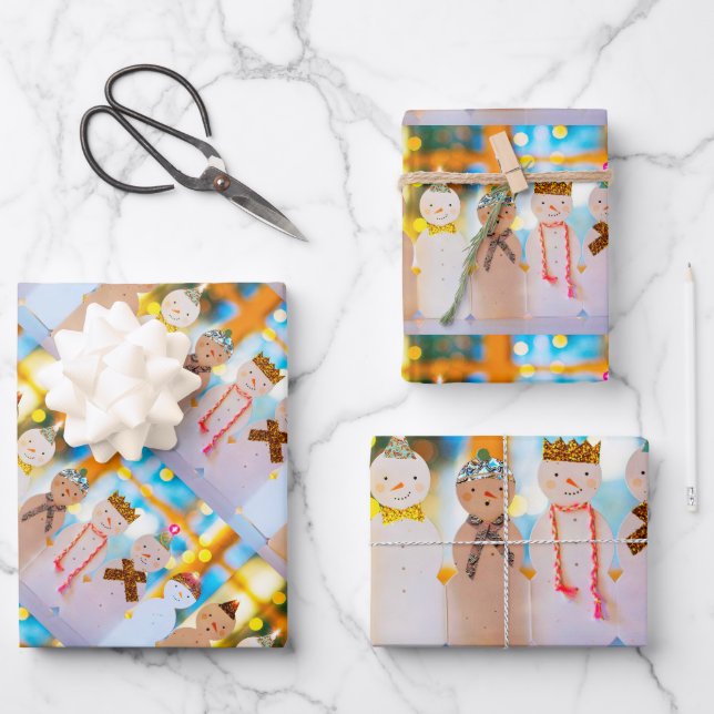 Hoja De Papel De Regalo Navidades elegantes de Snowman (Anverso)