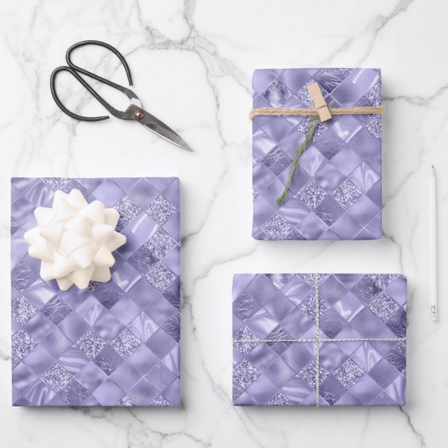 Hoja De Papel De Regalo navidades elegantes de tejas violetas (Anverso)