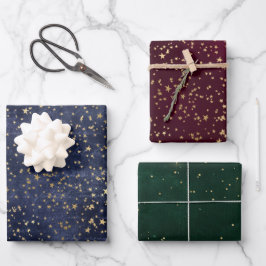 Hoja De Papel De Regalo Navidades elegantes estrellas doradas de lujo