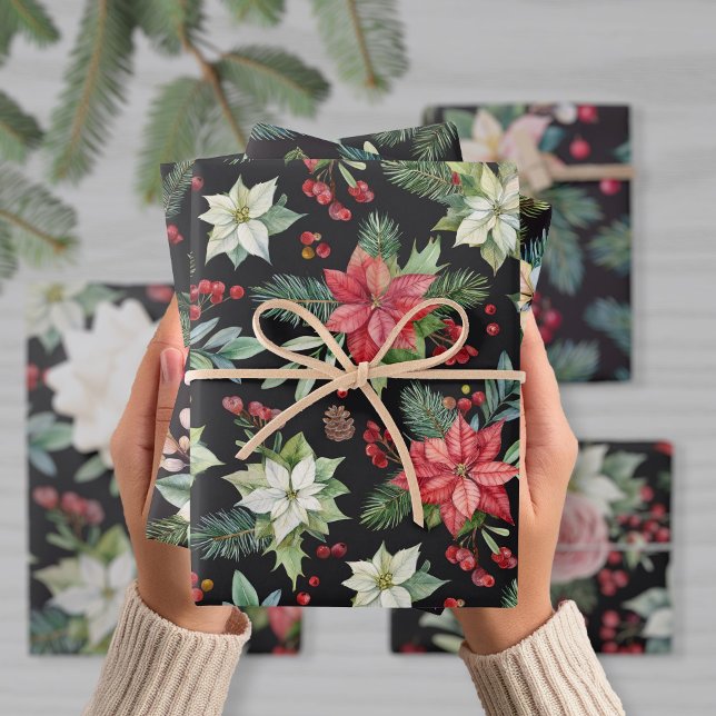 Hoja De Papel De Regalo Navidades elegantes y oscuros de flores (Subido por el creador)