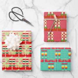 Hoja De Papel De Regalo Navidades Elf Colorful Cute Divertido gráfico de 3