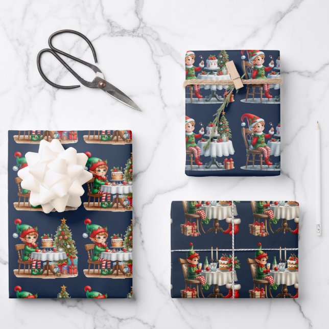 Hoja De Papel De Regalo Navidades Elf Tea Fiestas Kids (Anverso)