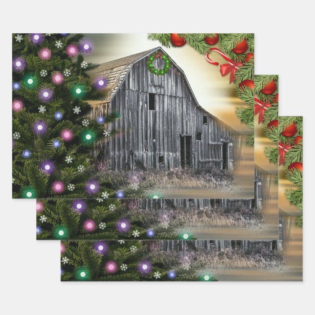 Hoja De Papel De Regalo Navidades En El Barn (Set)