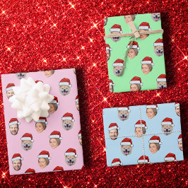 Hoja De Papel De Regalo Navidades entregan foto personalizada de Santa Hat