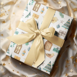 Hoja De Papel De Regalo Navidades Escandinavos Cute Watercolor Kids