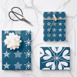 Hoja De Papel De Regalo Navidades escandinavos nórdicos estrellas azul bla