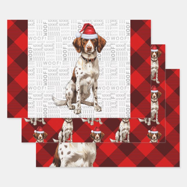 Hoja De Papel De Regalo Navidades españoles de Bretaña perro rojo búfalo t (Set)