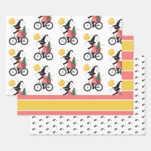 Hoja De Papel De Regalo Navidades espeluznantes del ciclismo de gato negro
