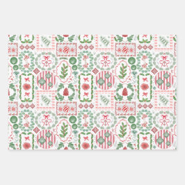 Hoja De Papel De Regalo Navidades Evergreen Foliage Berries Spruce y Bow