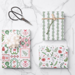Hoja De Papel De Regalo Navidades Evergreen Foliage Berries Spruce y Bow
