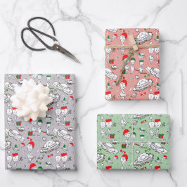 Hoja De Papel De Regalo Navidades extranjeros en el espacio