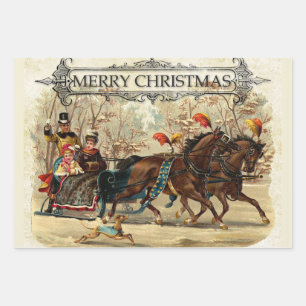 Hoja De Papel De Regalo Navidades familiares de época