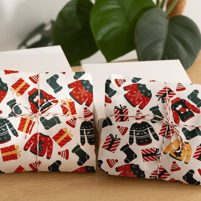 Hoja De Papel De Regalo Navidades feos blancos, rojos y verdes festivos (Subido por el creador)