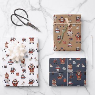 Hoja De Papel De Regalo Navidades feos sudan en el patrón de los animales
