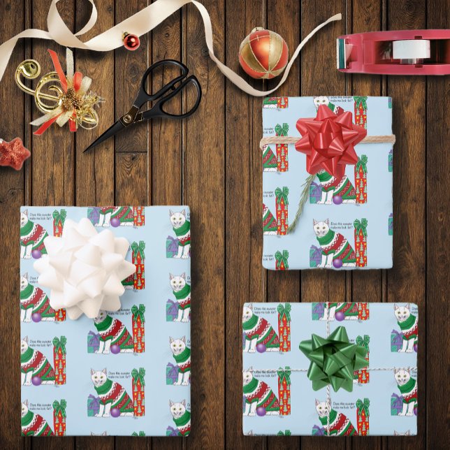 Hoja De Papel De Regalo Navidades feos sudan un gato gracioso (Subido por el creador)