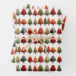 Hoja De Papel De Regalo Navidades festivas de patrón de árbol de navidad d